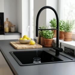 Pure.Sink Elite Steel Flex 3-weg Mat zwarte keukenkraan met flexibele uitloop en Gefilterd Water PS8110-10